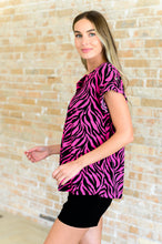 Load image into Gallery viewer, Lizzy Cap Sleeve Top in Pink and Black Zebra