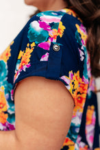 Load image into Gallery viewer, Lizzy Cap Sleeve in Navy and Pastel Bouquet