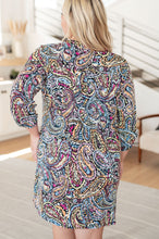 Load image into Gallery viewer, Lizzy Dress in Black Multi Tiled Paisley