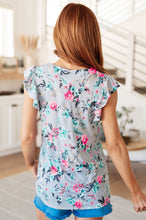 Load image into Gallery viewer, Lizzy Flutter Sleeve Top in Grey and Mint Floral