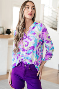 Lizzy Top in Lavender and Purple Brush Strokes