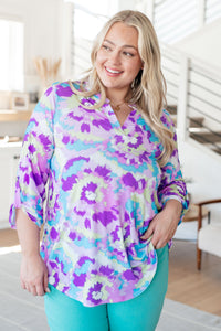 Lizzy Top in Lavender and Purple Brush Strokes