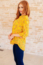 Load image into Gallery viewer, Lizzy Top in Yellow and Navy Paisley