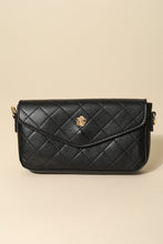 Load image into Gallery viewer, Black Rectangular Quilted Chain Strap Bag with Coin Purse
