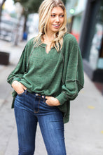 Load image into Gallery viewer, The Slouchy Olive Two Tone Knit Notched Raglan Top