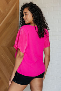 Pink and Perfect Ruffle Sleeve Top