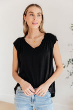 Load image into Gallery viewer, Ruched Cap Sleeve Top in Black