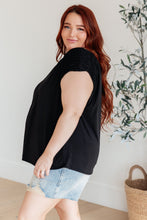 Load image into Gallery viewer, Ruched Cap Sleeve Top in Black