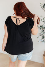 Load image into Gallery viewer, Ruched Cap Sleeve Top in Black