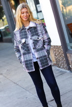 Load image into Gallery viewer, Blush &amp; Grey Flannel Plaid Pocketed Oversize Jacket