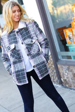 Load image into Gallery viewer, Blush &amp; Grey Flannel Plaid Pocketed Oversize Jacket