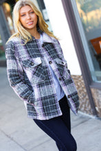 Load image into Gallery viewer, Blush &amp; Grey Flannel Plaid Pocketed Oversize Jacket