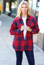 Load image into Gallery viewer, Red Cotton Flannel Plaid Square Hem Pocketed Jacket