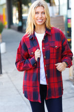 Load image into Gallery viewer, Red Cotton Flannel Plaid Square Hem Pocketed Jacket