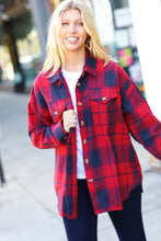 Load image into Gallery viewer, Red Cotton Flannel Plaid Square Hem Pocketed Jacket