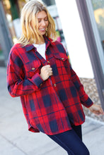 Load image into Gallery viewer, Red Cotton Flannel Plaid Square Hem Pocketed Jacket