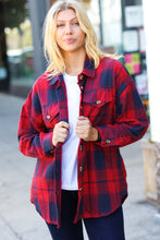 Load image into Gallery viewer, Red Cotton Flannel Plaid Square Hem Pocketed Jacket