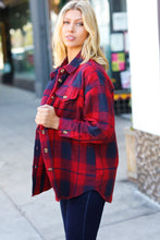 Load image into Gallery viewer, Red Cotton Flannel Plaid Square Hem Pocketed Jacket