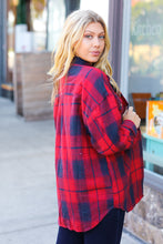 Load image into Gallery viewer, Red Cotton Flannel Plaid Square Hem Pocketed Jacket