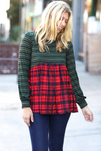Load image into Gallery viewer, Holiday Plaid Babydoll Color Block Swing Top