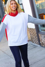 Load image into Gallery viewer, Red/White Hacci Color Block Jacquard Knit Turtleneck
