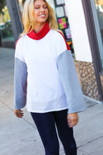 Load image into Gallery viewer, Red/White Hacci Color Block Jacquard Knit Turtleneck