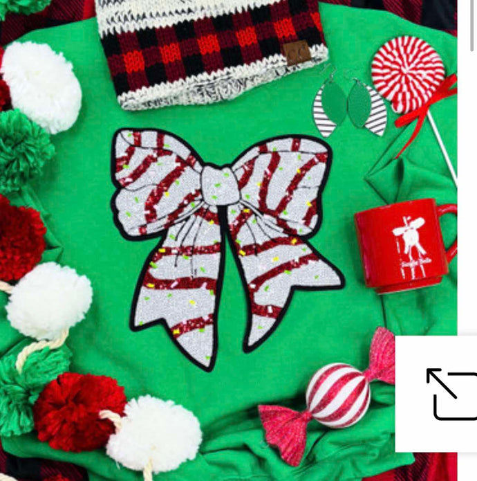 White Red Bow Patch Sweatshirt