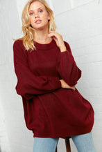 Load image into Gallery viewer, Burgundy Oversized Out Seam Knit Sweater Top