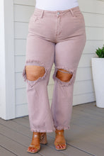 Load image into Gallery viewer, Babs High Rise Distressed Straight Jeans in Mauve