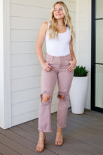 Load image into Gallery viewer, Babs High Rise Distressed Straight Jeans in Mauve