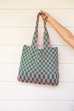 Load image into Gallery viewer, Checkerboard Lazy Wind Big Bag in Pink &amp; Green