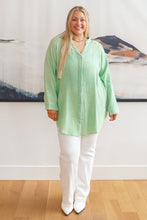 Load image into Gallery viewer, Corey Button Up Top In Vintage Green