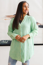 Load image into Gallery viewer, Corey Button Up Top In Vintage Green
