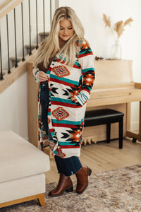 Desert Winter Aztec Print Long Cardigan