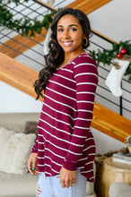 Load image into Gallery viewer, Erika Striped V-Neck Long Sleeve Top in Burgundy