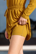 Load image into Gallery viewer, Getting Out Long Sleeve Hoodie Romper Gold Spice