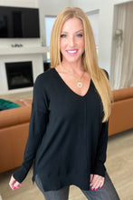 Load image into Gallery viewer, V-Neck Front Seam Sweater in Black