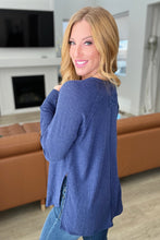 Load image into Gallery viewer, Melange Baby Waffle Long Sleeve Top in Light Navy