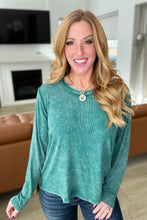 Load image into Gallery viewer, Mineral Wash Ribbed Scoop Neck Top in Hunter Green