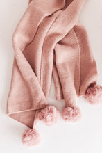 Load image into Gallery viewer, Knitted Fuzzy Pom Pom Scarf In Blush