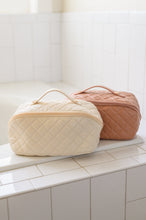 Load image into Gallery viewer, Large Capacity Quilted Makeup Bag in Cream