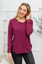 Load image into Gallery viewer, Long Sleeve Knit Top With Pocket In Burgundy