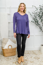 Load image into Gallery viewer, Long Sleeve Knit Top With Pocket In Denim Blue