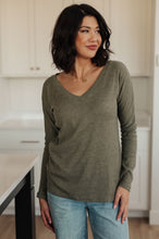 Load image into Gallery viewer, On a Roll Ribbed Knit V Neck Long Sleeve Top