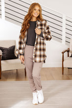 Load image into Gallery viewer, Outside Stroll Plaid Waist Tie Shacket In Brown