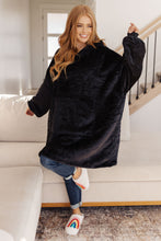 Load image into Gallery viewer, Oversized Velour Blanket Hoodie in Black