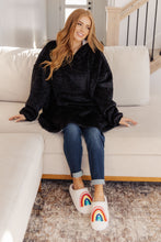 Load image into Gallery viewer, Oversized Velour Blanket Hoodie in Black