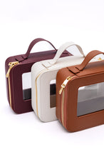 Load image into Gallery viewer, PU Leather Travel Cosmetic Case in Wine