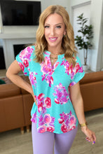 Load image into Gallery viewer, Lizzy Cap Sleeve Top in Hot Pink and Mint Floral