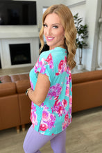 Load image into Gallery viewer, Lizzy Cap Sleeve Top in Hot Pink and Mint Floral